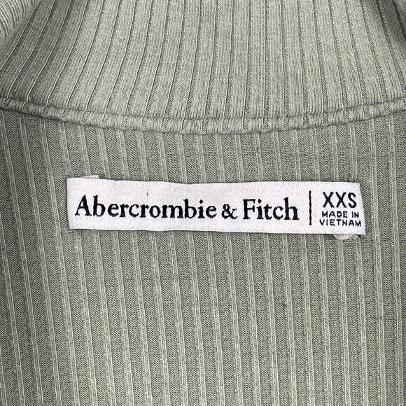 Abercrombie & Fitch Green Ribbed Shirt Dress Green Size XXS Ruched Knit - Picture 4 of 8